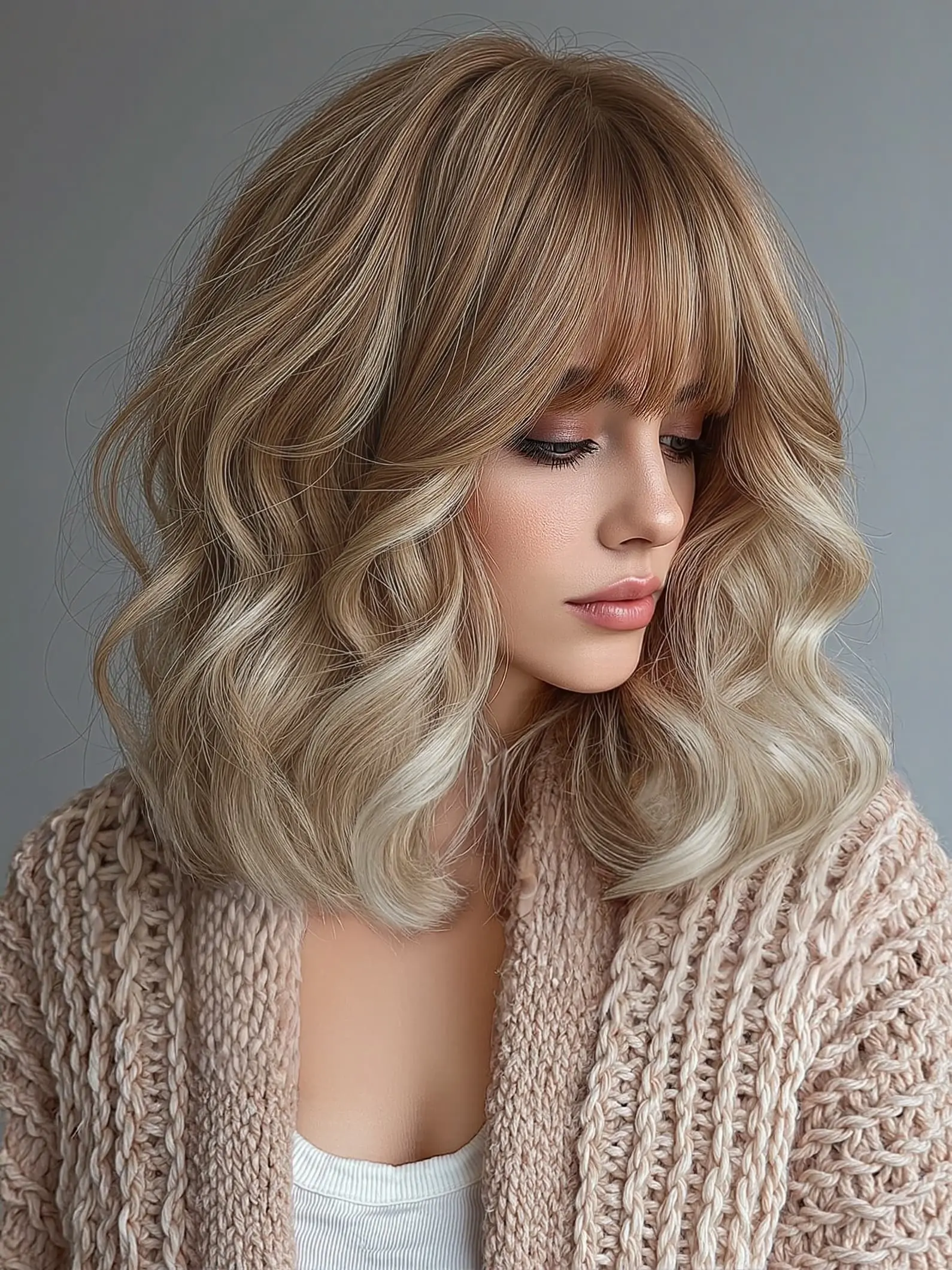 Bob Wig, Bangs Curly Hair Wig, 12 Inch Women's High Heat Resistant Synthetic Hair Wig, Fashion Casual Wig, Curled Synthetic Wig, Curly Bob Wigs for Mother's Day Festival