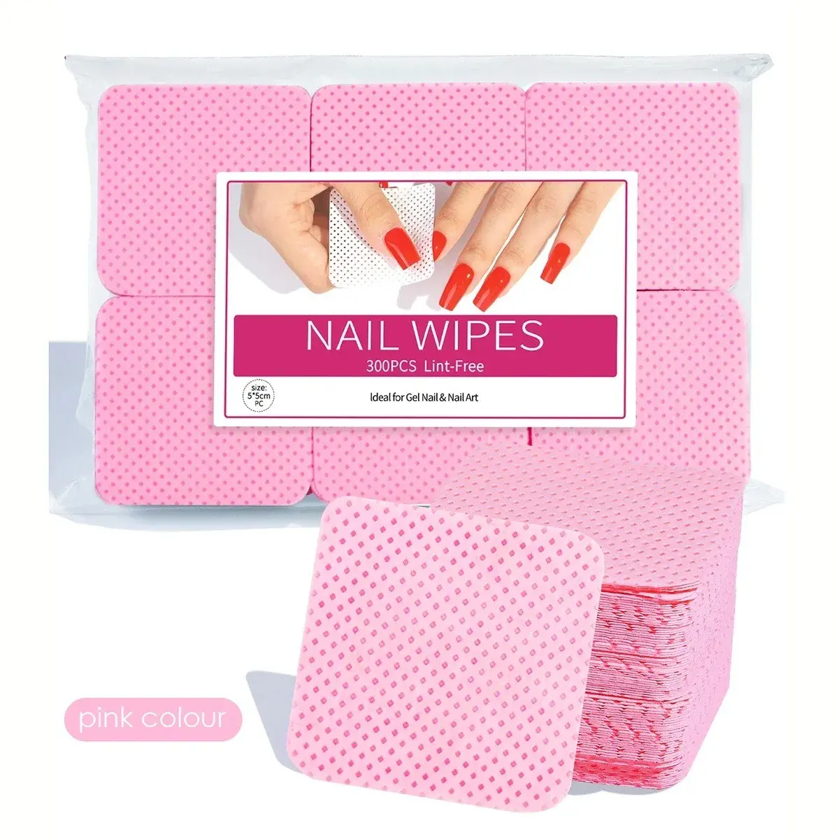 300 Pcs Cotton Nail Polish Remover Wipes, Non-Fuzzy Non-Woven Material, Suitable for Gel & Regular Nails, Ideal for Salons & Home Use, Nail Art Remover