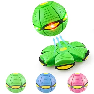 1PC Magic Meta Ball Pop Up Bouncing Balls, Dual Form Transforming Flying Disc with 6 Light, Interactive Bouncy Dog Toy for Pet Training Outdoor Play