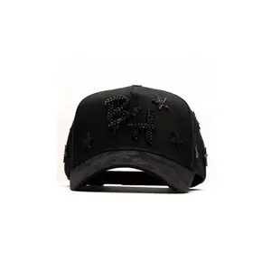 2026 Barbas Hats "Blackout Stars" Premium Snapback – All Black Adjustable Streetwear Cap with Studded BH Logo & Star Embroidery, Premium Urban Baseball Cap for Men Women, Luxury Hip Hop Headwear
