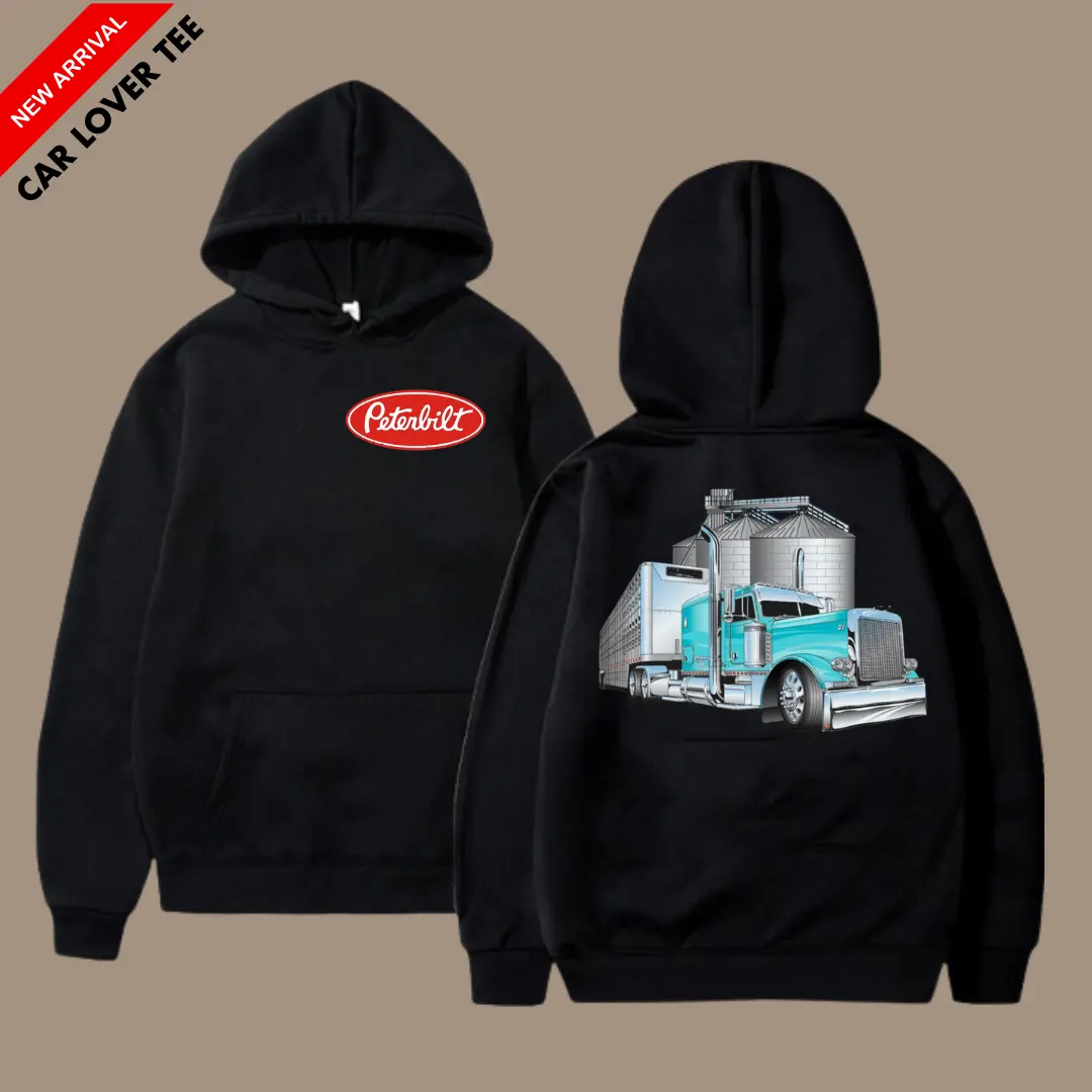 Peterbilt Feed Hauler Truck Vintage Graphic Hoodie – Blue Grain Hauling Hoodie, Semi Truck Pullover for Trucker, Vintage Unisex Outfit, Gift for Truck Drivers