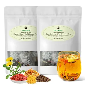 ZenVitality Dandelion Wolfberry Tea Organic Bags, dandelion root Natural Kidneys & Liver Health tea with Dandelion, Chrysanthemum, Wolfberry, Cassia Seed, Orange Peel, Gardenia, Black Tea(24 Bags/Pack)