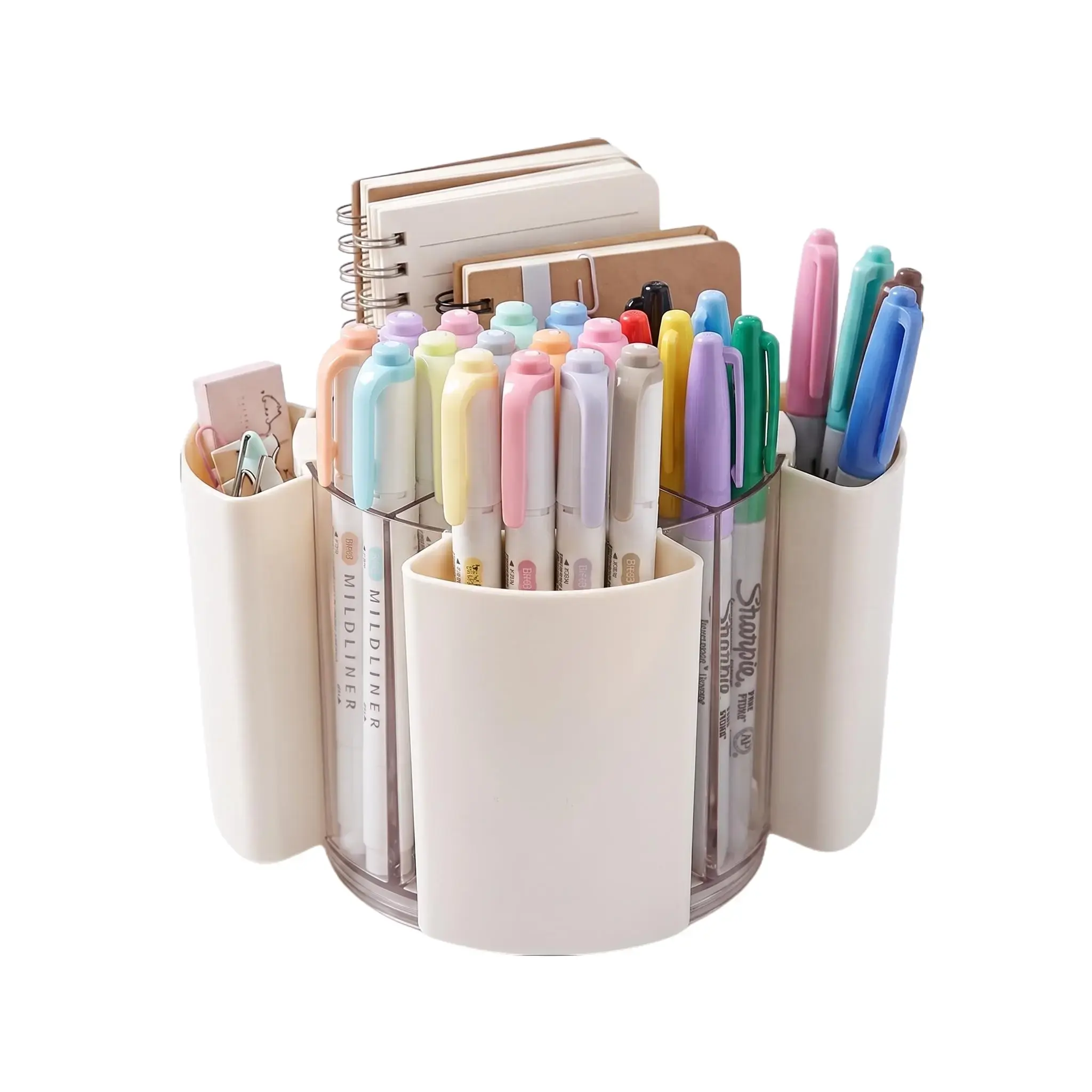 Back To School Comix 360-Degree Rotating Desk Organizer - Office Stationery Supplies Holder with 5 Slots, Dual-Purpose
