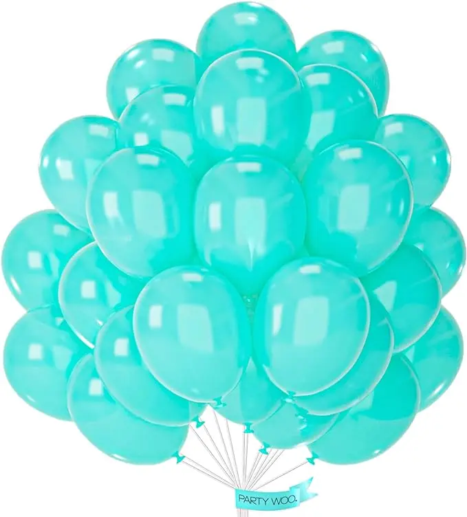 PartyWoo Pearl Teal Balloons 50 pcs 12 Inch Pearl Aqua Blue Turquoise Dark Teal Balloons for Graduation Wedding Baby Shower Bridal Shower Gender Reveal Mermaid Birthday Party Decorations Teal-Z13
