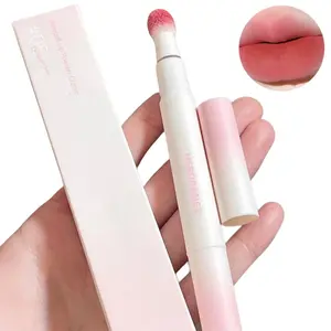 Compact Fur Ball Sponge Head Matte Lipstick for Music Festival Makeup, 1 Count Velvet Matt Finish Lip Gloss for Girls, Lip Moisturizer, Trending Makeup, Summer Makeup, Korean Makeup, 2000s Makeup, Moisturizing, Moisture