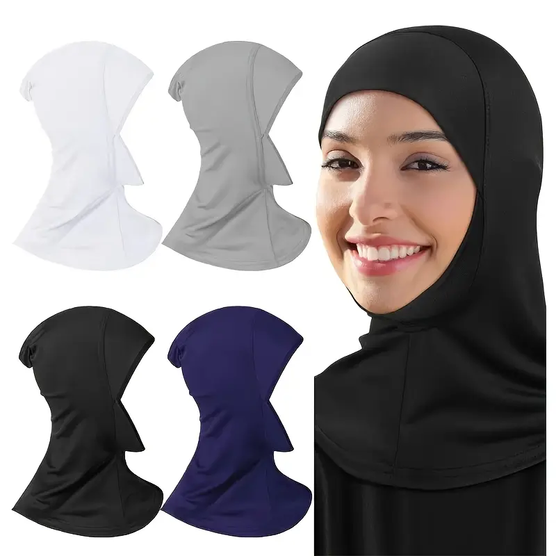 Women's 4-Pcs Elastic Ethnic Long Tube Hijab Caps for Muslim - Breathable, Soft Neck-Covering Bonnet, Fashion & Clothes Accessory, Women's Clothes, Female, Casual, Neck Cover Protection