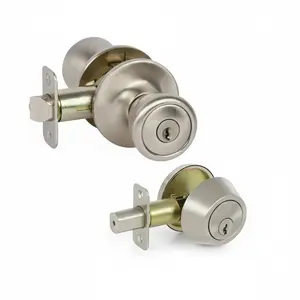 Salem Satin Nickel Entry Knob with Matching Single Cylinder Deadbolt Combo Pack
