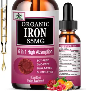 Iron Supplement for Women with Vitamin C,6-in-1 Liquid Supplement w/Vitamin B12,Vitamin B6,High Absorption Liquid Iron Drops for Red Blood Cells & Immune Support,Non-GMO, Gluten Free