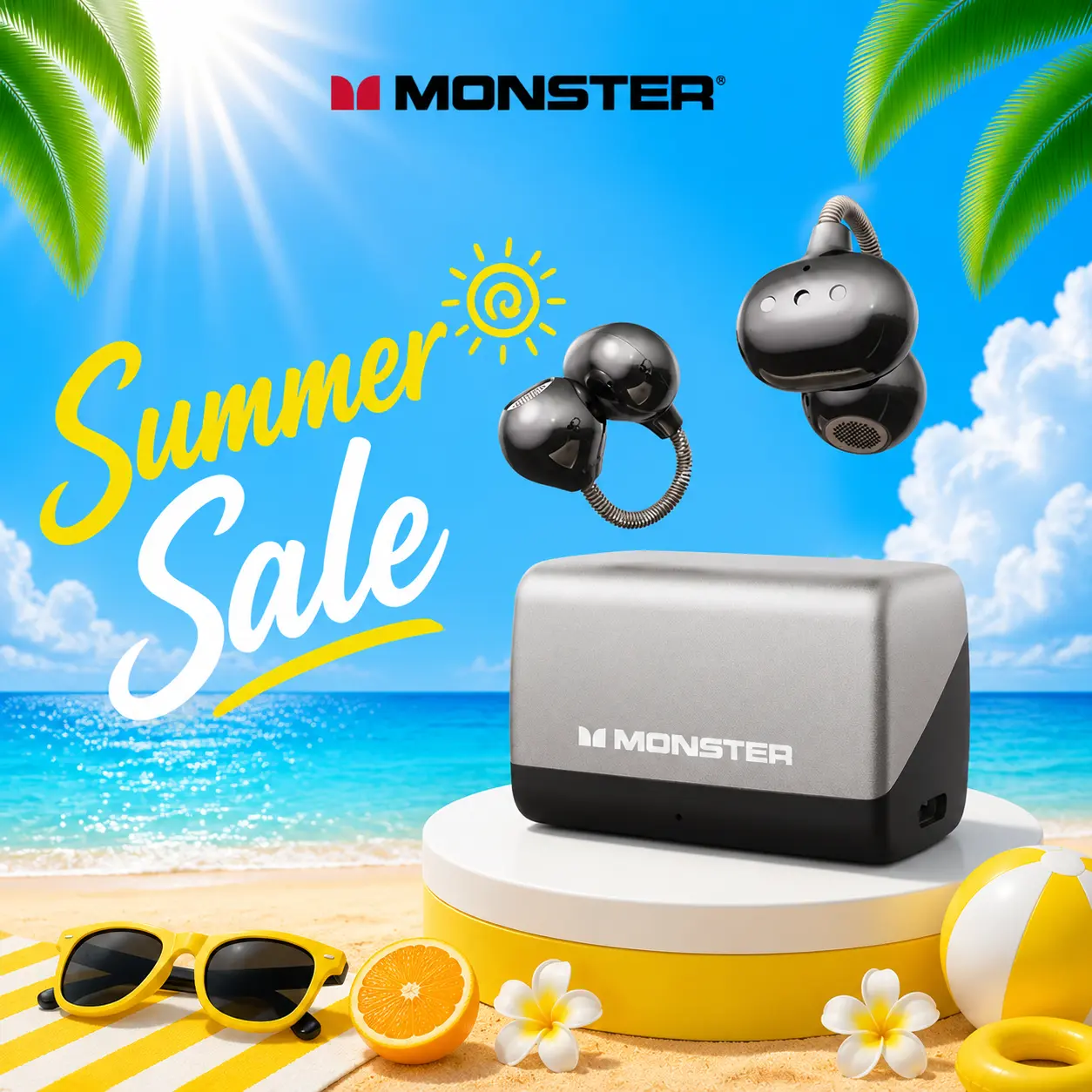 Monster Airclip Ear Clip Wireless Earbuds, Bluetooth 6.0, 165H Playtime, Open Ear Design, Lightweight Fit, Clear Calls, IPX6 Waterproof Headphones for Workout, Travel & Everyday Listening - SummerWins - DealsForYouDays