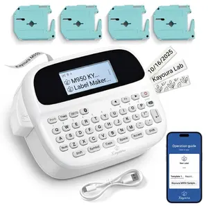 Kayoura Label Maker Machine with 4 Tapes, Rechargeable Backlit Bluetooth Label Maker, Inkless 12mm M950 Label Printer for Home, Office & School, Portable Waterproof Labeling Tool, Black portable handheld thermal sticker maker wireless corded electronic or