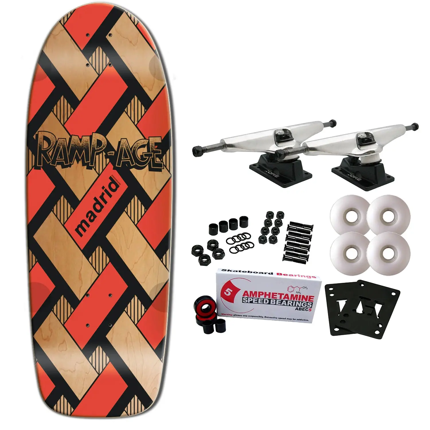 Madrid Skateboard Complete Rampage Reissue Natural 10" x 30"