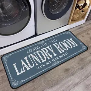 Laundry Room Rug Runner Non Slip Laundry Mats Mudroom Runner Farmhouse Kitchen Floor Mat Bathroom Laundry Room Decor Accessories(Blue, 20 X  inch)
