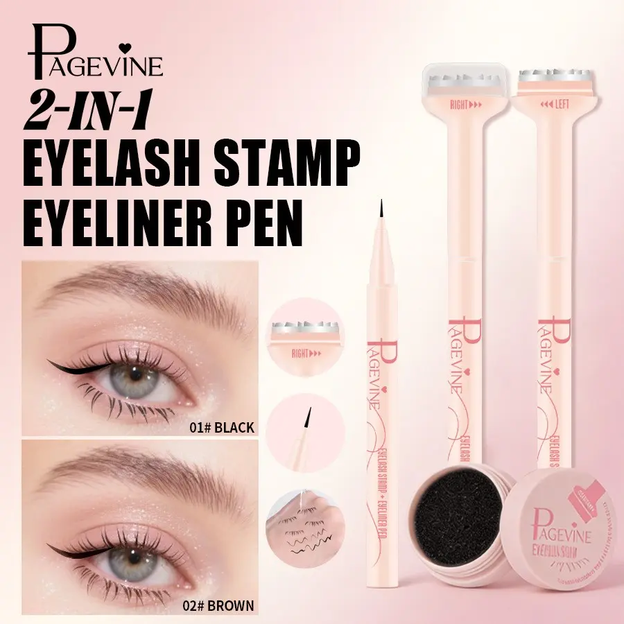 Lash Stamp + Eyeliner Set, Eyelash Stamps, Cosmetic Makeup Long-Lasting Quick-Dry, Easy Application for Beginners, Essential for Daily Commute and Parties