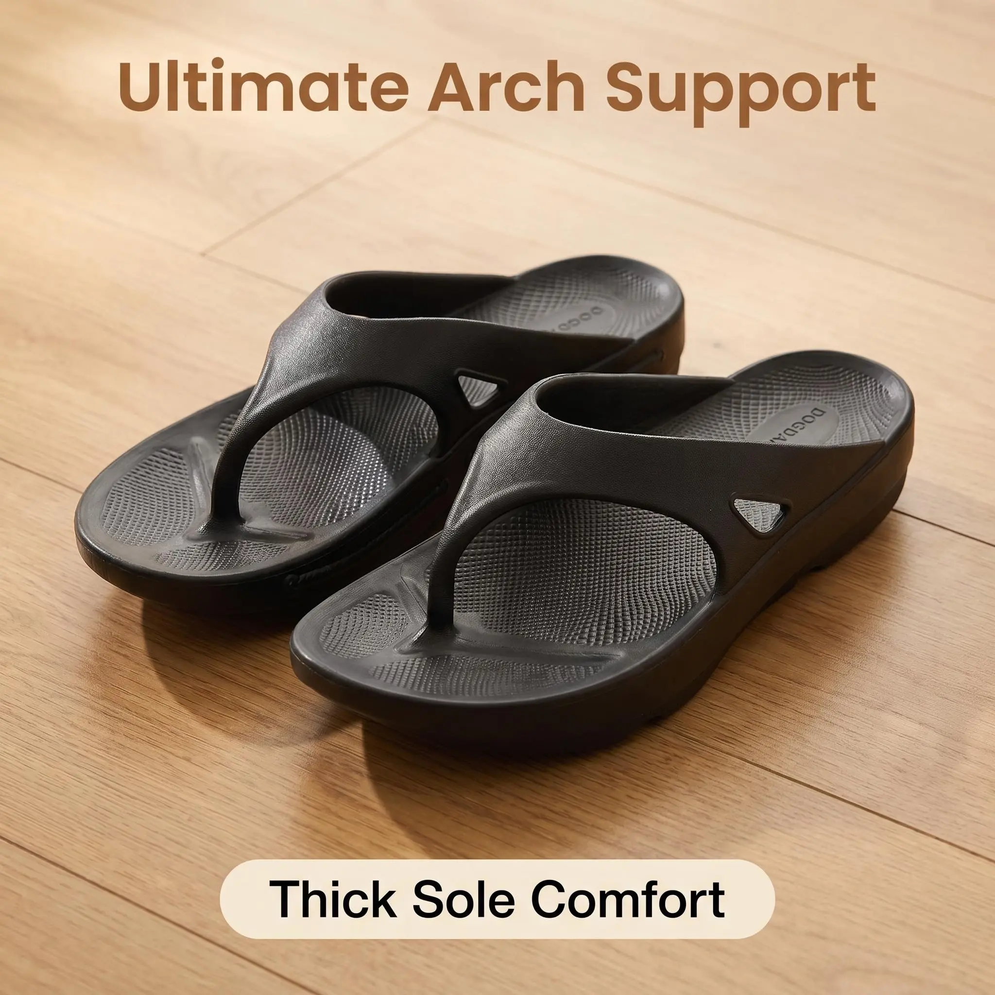 Women's Orthopedic Cushioned Flip Flop Slides - Arch Support Sandals with Cloud EVA Foam Cushion, Non-Slip Waterproof Thick Sole, Lightweight Toepost for Beach, Daily Indoor-Outdoor Wear, Cushioned Sandals