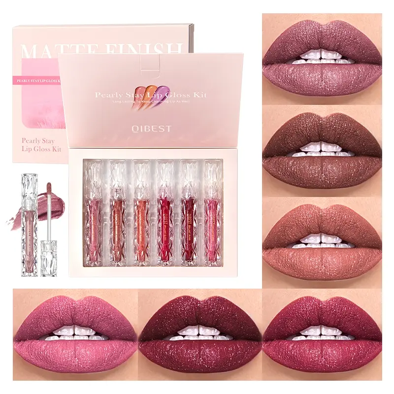 6Pcs/Set Diamond Shimmer Waterproof Glossy Glitter Lipgloss, Glamour Pearl Finish, Liquid Lipstick, Glitter Shiny Long-Lasting Lip Tint, Women Makeup