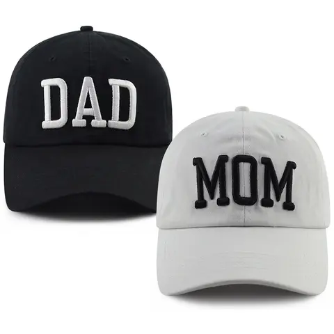 Unisex 2PCS 3D Funny Embroidery Mom-Dad 6 Panel Structure Baseball Hats - Lightweight 21.65-23.62 In 3.54 In Sports Outdoor Caps, Father's Day Anniversary Gifts for Parents