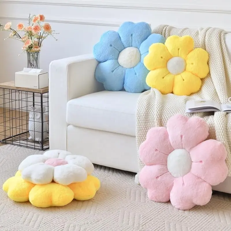 Flower Pillow, Flower Shaped Pillow Decorative Throw Pillows for Bed Couch, Cute Daisy Pillow Dorm Decor Floor Seating Cushion, Home Decorative Cushion, Floral Sofa Cushion, Sofa Cushion Decorations, overstuffed cushions, Soft Cushions (Pink, 18 Inches)