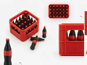 Miniature Cola Crate w/20 bottles, AAA battery holder