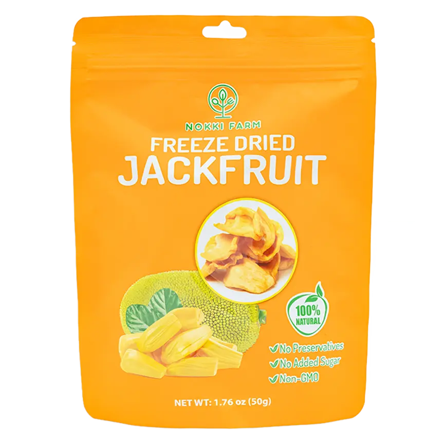 NOKKI FARM Freeze Dried Jackfruit - Healthy & Exotic Tropical Superfood Snacks, No Added Sugar or Preservatives, Kid-Approved, Shelf-Stable & Portable for On-The-Go Snacking