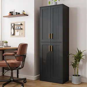 Farmhouse Kitchen Pantry Storage Cabinet Tall Wood Storage Cabinet with Adjustable Shelves Freestanding Cupboard for Dining Room Living Room