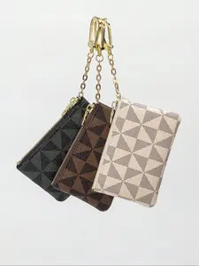 Women's Fashionable Geometric Pattern Zipper Short Wallet, Elegant Fashion Wallet, Casual Versatile Coin Purse, Multi-functional Key Bag for Daily Used, Wallets Women