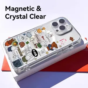 Cute M-Miffy Rabbit Small pattern stickers design Phone Case for iPhone 17 16 15 14 13 12 11 Pro Max Plus Clear Magnetic Phone Case MagSafe Slim Lightweight Precision Cut Camera Protection Shockproof Scratch-Transparent Funda