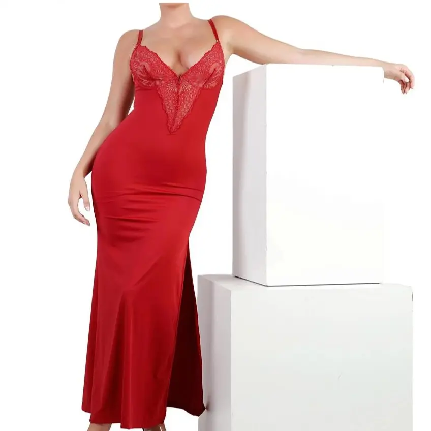 Popilush Shapewear Lace V-Neck Maxi Slip Dress or Lace Deep V-Neck Sculpting Wide-Leg Jumpsuit Official  Formal Elegant-Creator Live