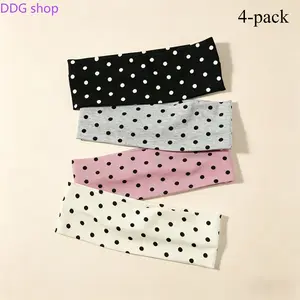 4-Pack Polka Dot Nylon Headbands, 2026 Trendy Non-Slip Sports Headwear, Stretchy Casual Hair Accessories for Women & Girls, Ideal for Thick Hair, Daily Wear, Yoga & Gifting