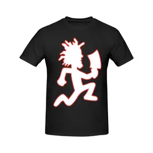 Men's Black Cotton Short Sleeve T-Shirt - Hatchetman ICP Graphic Print, Casual Round Neck Tee for All Seasons, Soft & Comfortable Fit