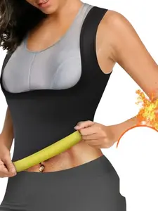 GOTOLY Women'S Sauna Waist Trainer Vest - Slimming Abdominal Toning Shirt, Casual Sports Vest with Neoprene Fabric, Strappy Back Design for Fitness & Gym