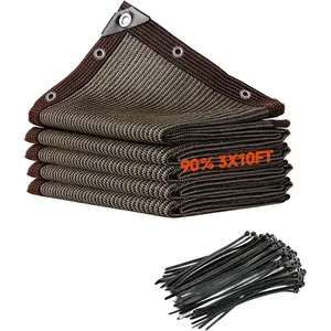 90% Fence Privacy Screen,3x10FT Shade Cloth Outdoor, Balcony Privacy Screen, Decor Fence Covering Privacy Patio,Blockage High Density Mesh for Yard/Garden/Plants, with Cable Zip Ties-Brown