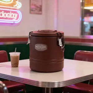 CNCEST 15.85Qt Insulated Food & Beverage Bucket Stainless Steel with PE & PU Foam Portable Soup & Drink Warmer/Chiller for Outdoor Restaurant & Events Camping Cooler