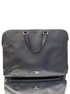 Pre-owned leather Handbags PRADA Triangle with Logo Briefcase Business Handbag Saffiano Black