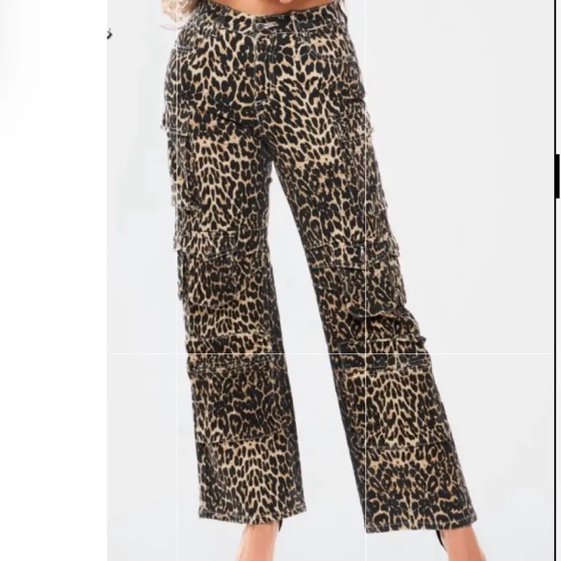 Cheetah Cargo Jeans  With Rhinestones Womenswear