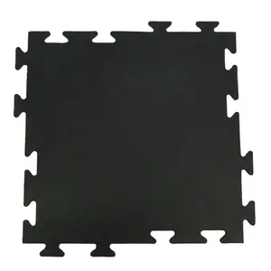 Rubber-Cal "Armor-Lock (Fitness)" Interlocking Rubber Tiles - 3/8in x 20in x 20in - Black Rubber Gym Mats