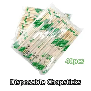 40pcs Disposable Chopsticks Independent Packaging Chopsticks For Restaurants Chinese Bamboo Material Household Chopsticks Tableware Utensils Cutlery