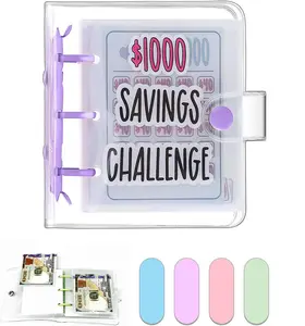 Mini Money Saving Binder, $1000 Money Saving Challenge Book Budget Binder with Envelopes Portable Deposit Anytime Anywhere