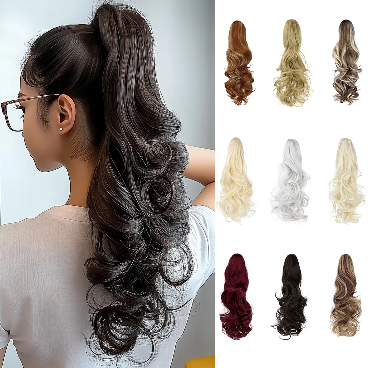 Cephemer Claw Ponytail Extension 18inches Curly Pony Tails Claw Clip Hair Extensions Natural Looking Synthetic Hairpieces for Women Easy to Wear All Day Comfort for Daily Party Black Friday & Christmas