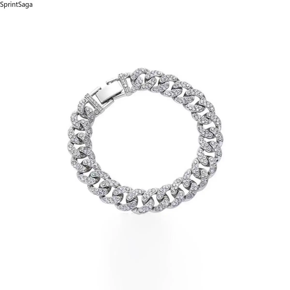 Unisex Diamond-Encrusted Cuban Link Bracelet - Portable Bangle Bag Charm, Luxury Bling Luggage Accessory for Street Wear, Ideal Gift for Male & Female Bag Accessories, Portable Accessory