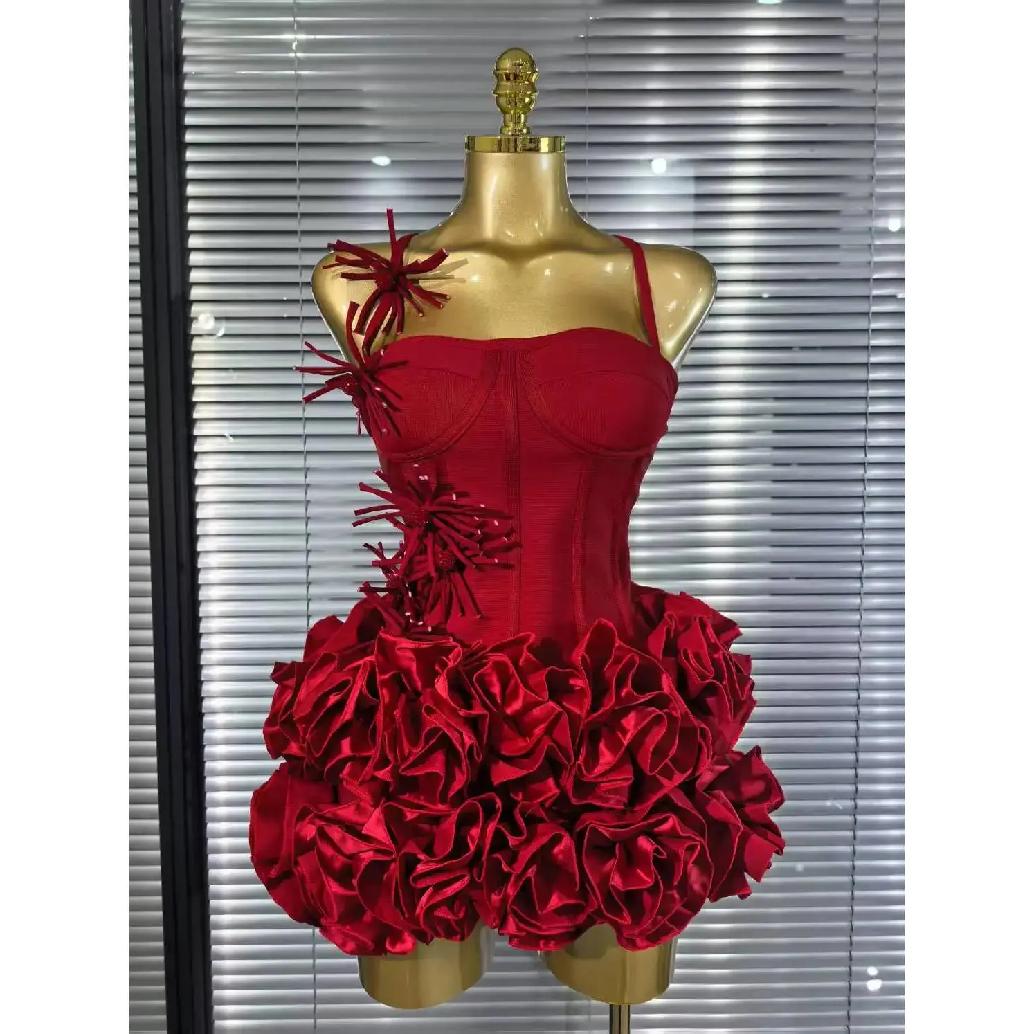 Women's Sleeveless 2-Piece Halter Full Floral Bandage Bodycon Mini Dress, Formal Party Birthday Clothes