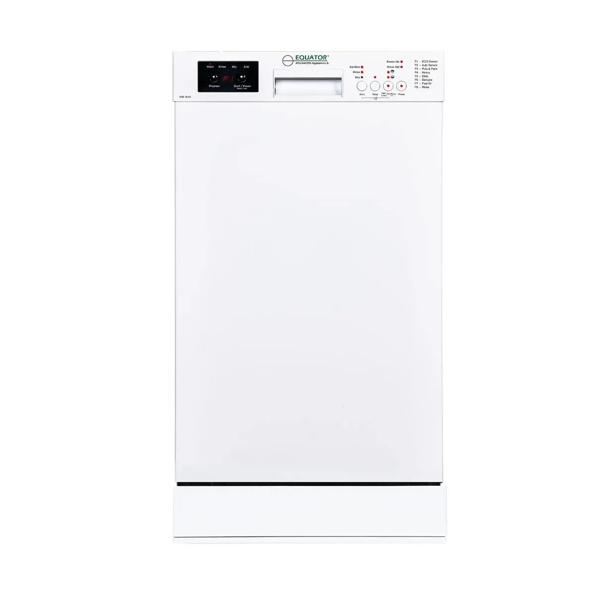 Equator 18" Built-In Stainless Steel Dishwasher - Front Control, 10 Place Setting, European-Made, Energy Star Certified, Sanitizes, 18" Size