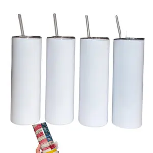 Heat Press Skinny White Tumblers for Sublimation, Customization Personalize Supplies, Birthday Gift DIY Makers, 20 oz, Pack of 4