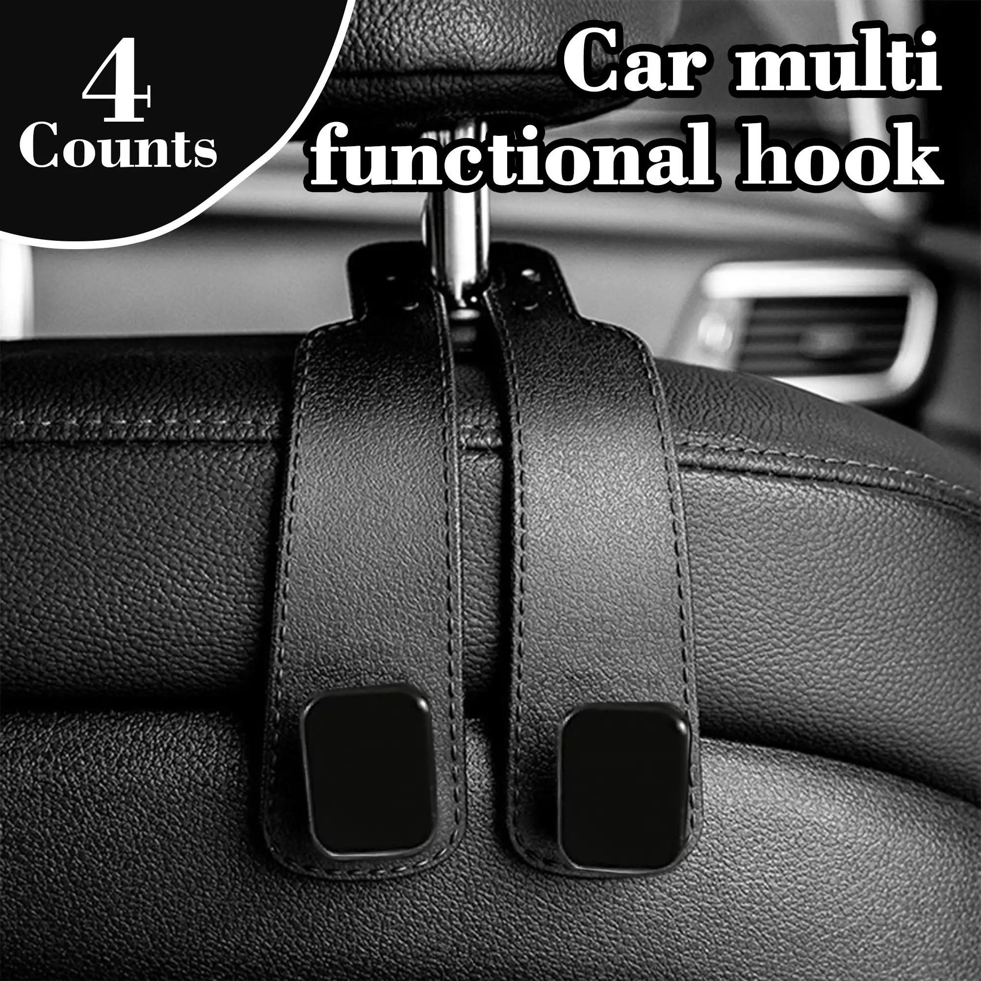 4 Counts Car Seat Headrest Hook, Improved Car Seat Back Double Hooks, Car Purse Hook, Hooks for Purses, Bags and Mobile Phones, Car Organization Acces