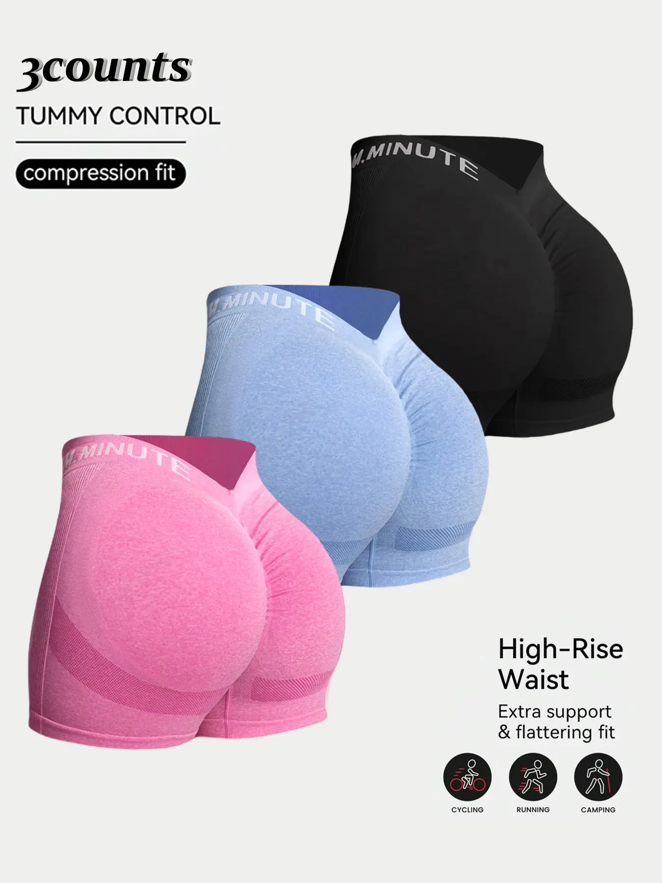 Women's Sporty Fashion Letter Pattern V-Waist Compression Shorts, Skin-Friendly Fabric, Casual Versatile High-Stretch Tummy Control & Butt Lifting Shorts for Indoor & Outdoor Wear, Sports Shorts for Yoga, Waisted Yoga Shorts