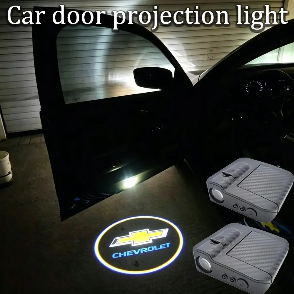 💡🚗 2 Pcs LED Interior Decorative Sticker Lights, Led Ambient Light, Led Lights For Car, Car Interior Lighting | Door Welcome Lights | Door Logo Lights, Fits All Chevrolet Models | Car Accessories | Door Projector Lights