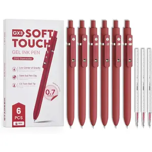 6 count Red Gel Pens GX3, 0.7mm Fine Point Smooth Writing Red Ink Pens with 3 Extra Refills, Nurse Pens for for Adults, Men, Women, School, Office, Journaling
