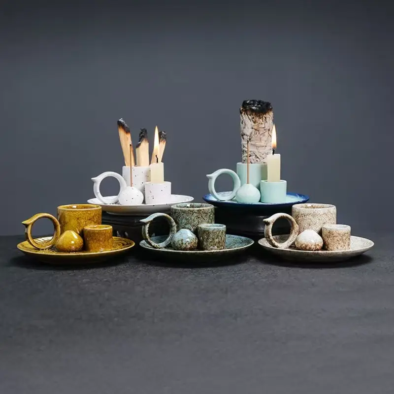 Premium Ceramic Incense Burner with Handle, 4-In-1 Ash Collection Tray, Exquisite Home Decor Fragrance Scent for Yoga, Meditation and Gifts, Home Fragrance Products, Aroma Blend Scented Candle, Incense Holders, Bakhoor Incense Burners