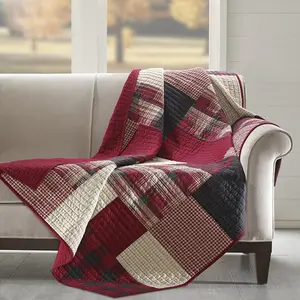 Woolrich Plaid Patchwork Quilted Throw Reversible Lightweight 50x70" Year-round Use Cotton Blanket