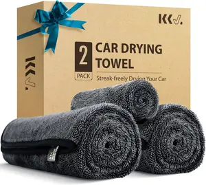 KKV Magic Car Drying Towels,  2-Pack 24x35 Inches Microfiber Car Cleaning Towels, Twisting Yarn Tech, Super Absorbent, Scratch-Free, Quick-Dry, Machine Washable