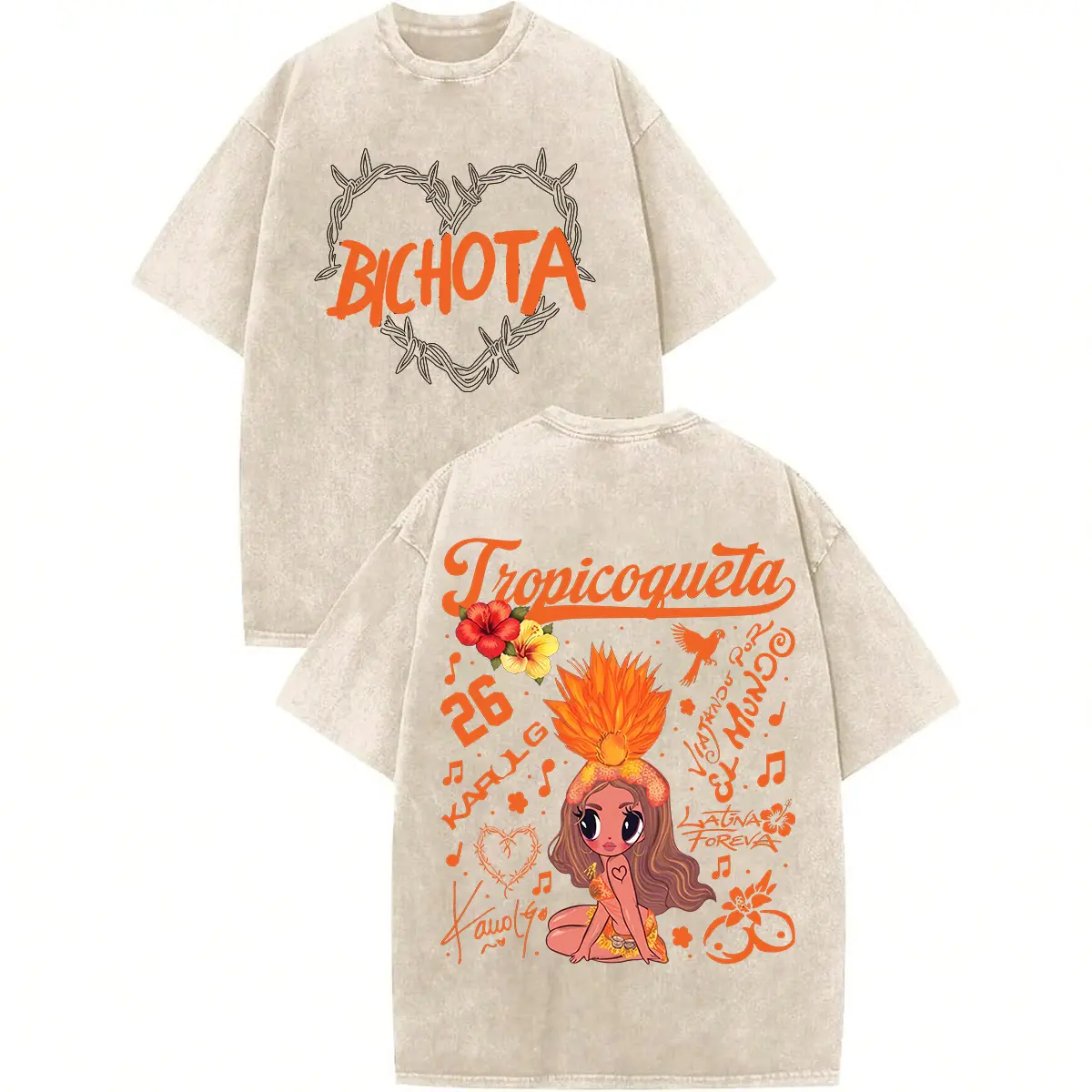 Latin Bichota Inspired Shirt, Tropitour Cotton Washed T-shirt, Latin Queen Fans, Latin Pop Graphic Tee, Conert Tour Merch, Cute Festival Summer Tee, Unisex Gift Shirt